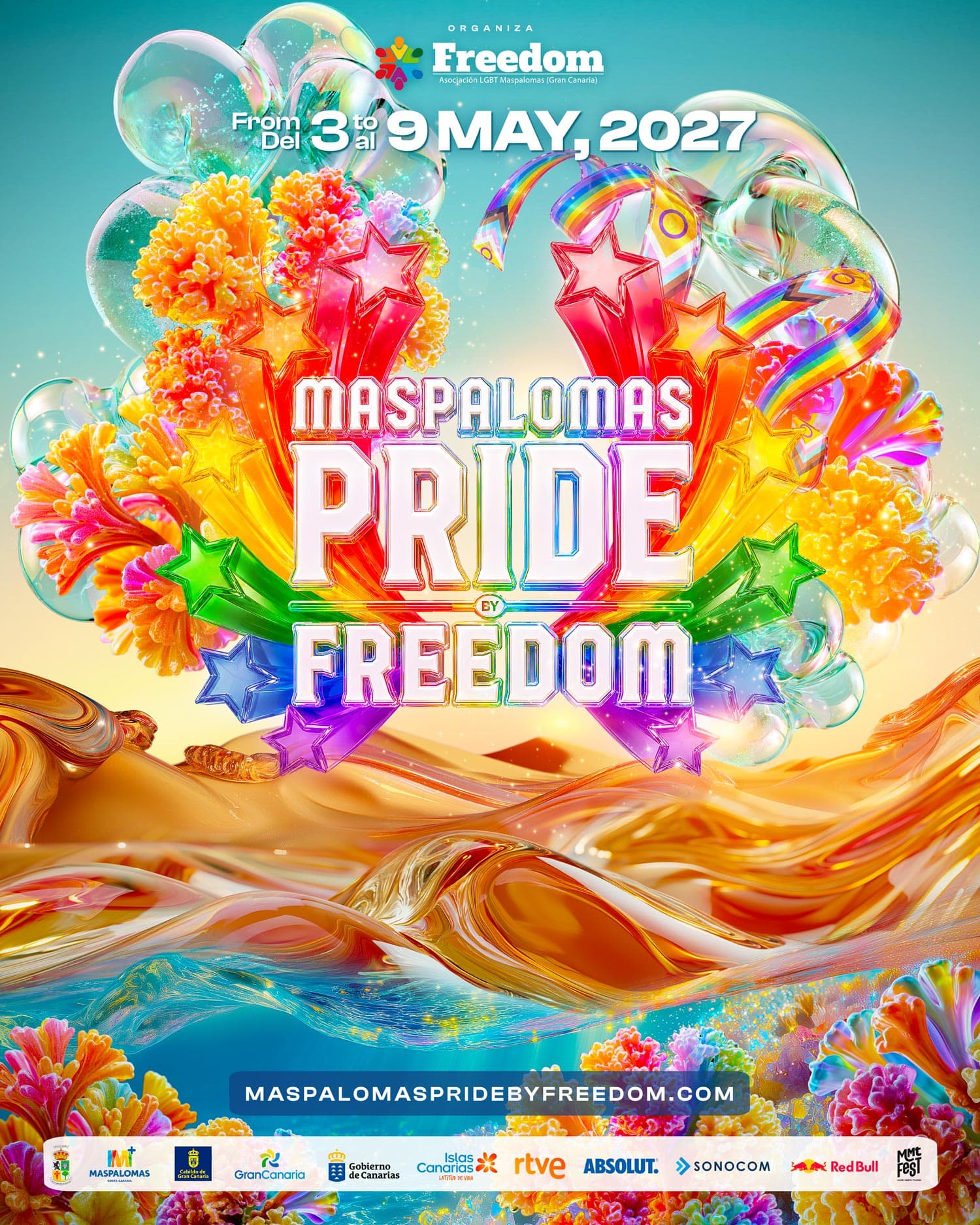 Official Maspalomas Pride by Freedom poster — 3 to 9 May 2027